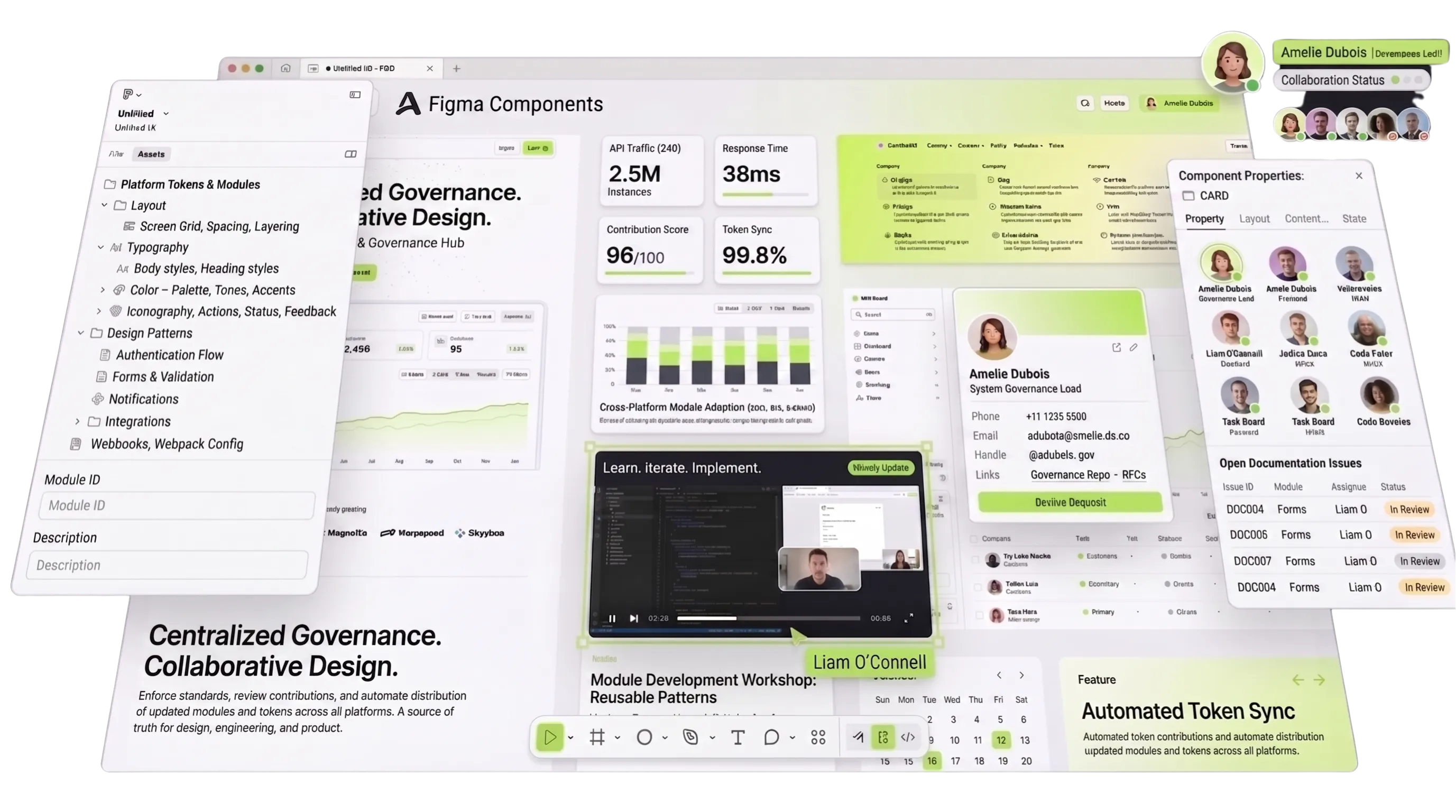 Figma component previews arranged across a design canvas